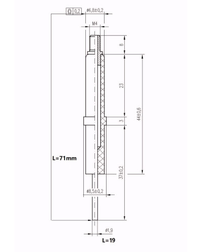 Искровой электрод с резьбой (L=19mm)