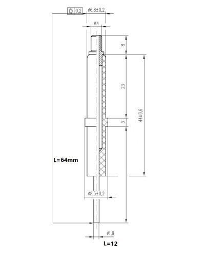 Искровой электрод с резьбой (L=12mm)