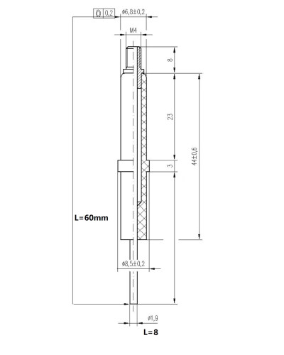 Искровой электрод с резьбой (L=8mm)