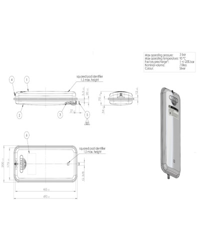 Бак расширительный 7 л 3/8" Zilmet плоский прямоугольный 13N6000713