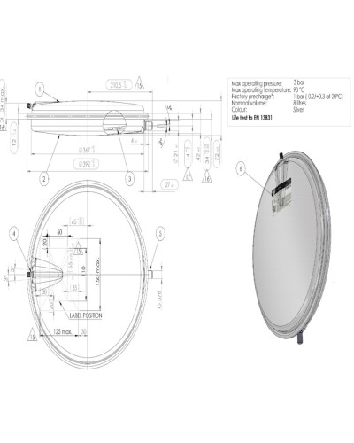 Бак расширительный 8 л 3/8" Zilmet  Ariston,Chaffoteaux,Hermann